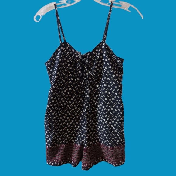 I Joan Navy & Red Floral Print Romper  I Joan Navy& Red Size Small - Picture 1 of 12